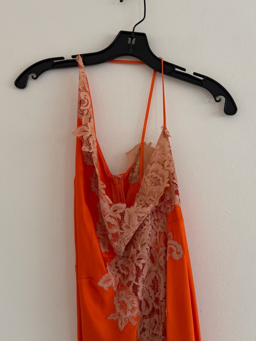 A.L.C. Orange Slip Maxi Dress with Cream Lace - Picture 5 of 10